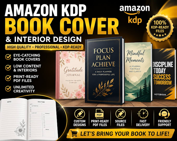 design amazon KDP book cover, interior and low content book