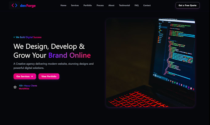 develop a custom react landing page for your brand
