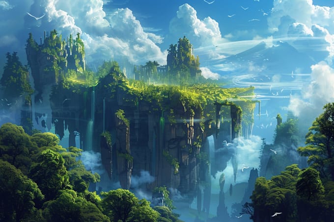draw fantasy landscape or enviroment art