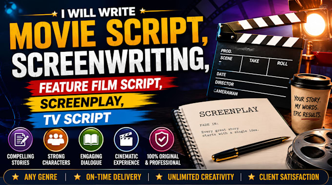 write movie script, screenwriting, feature film script, screenplay, TV script
