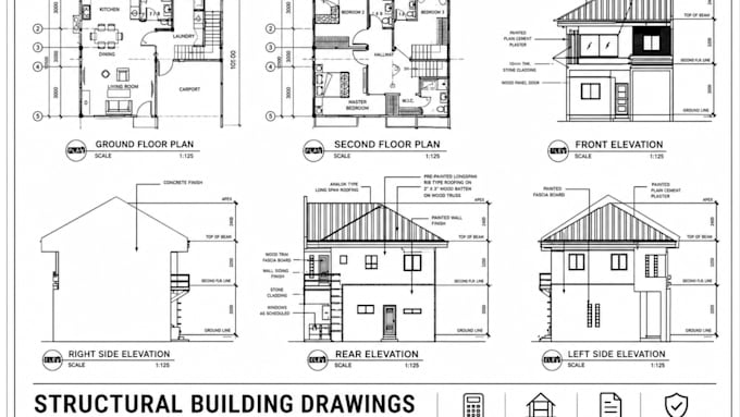 structural building drawings load analysis slab beam foundations calculations