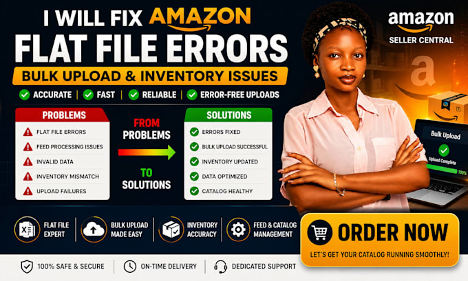 fix amazon flat file errors bulk upload and inventory issues