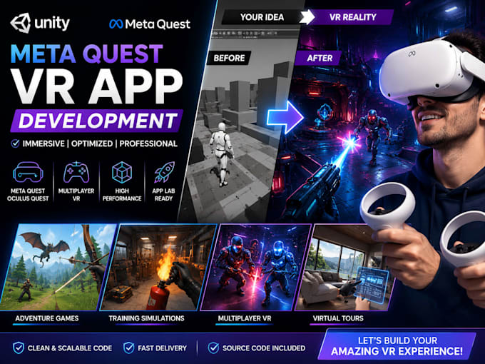 develop unity VR games and meta quest oculus quest VR apps