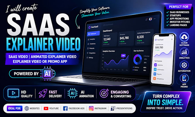 create saas explainer video, animated explainer video, saas software, promo app