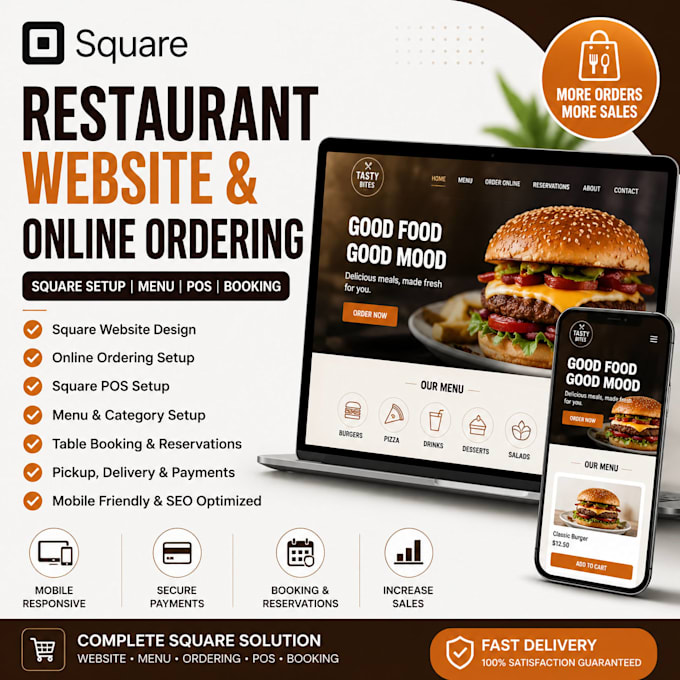 set up square booking square restaurant website online ordering pos menu set up