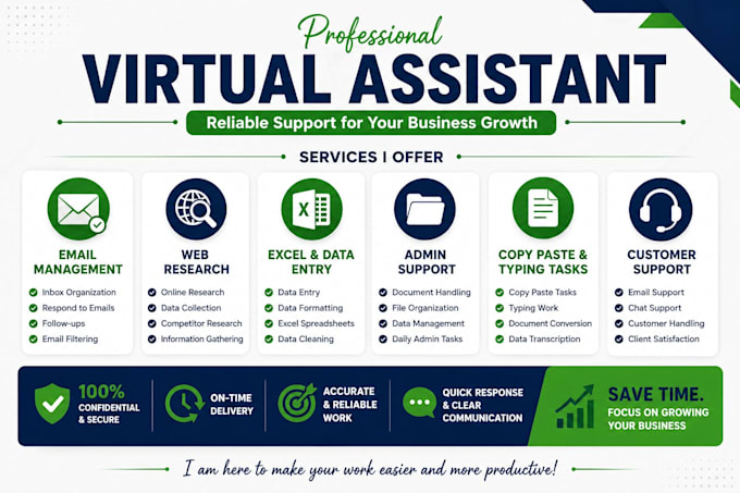 be your virtual assistant for email, web research and admin support