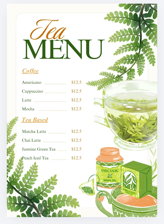 design a café,bakery and restaurants menu
