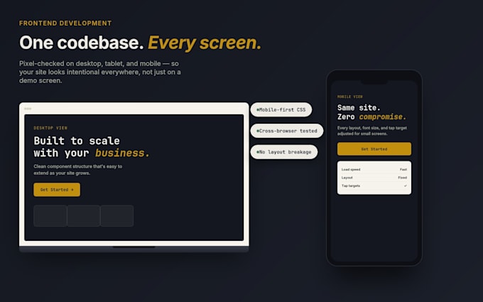 design and develop a responsive react or nextjs landing page