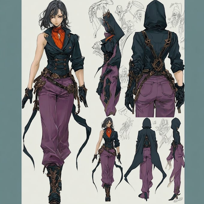design a complete anime character sheet reference