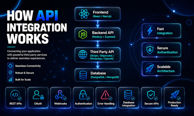 integrate third party rest API, graphql API, stripe, paypal and oauth