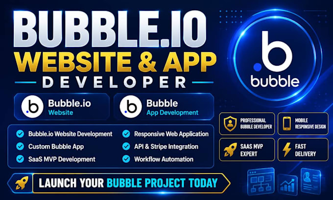 build bubble io website, bubble app, saas mvp and web application