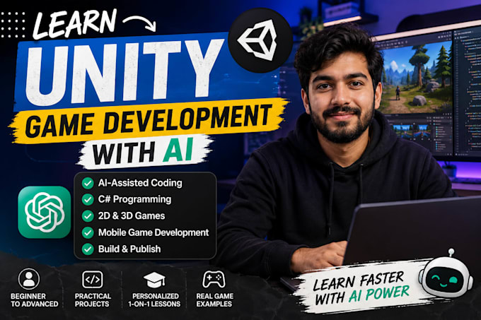 teach unity game development using chatgpt and ai