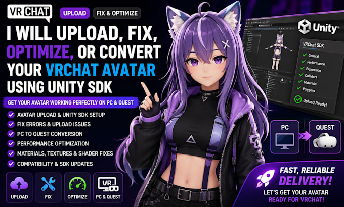 upload fix optimize or convert your vrchat avatar using unity sdk