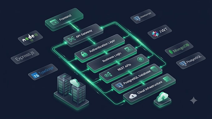 develop a scalable node js backend with typescript and postgresql