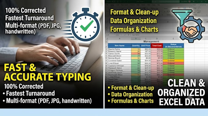 do expert data entry, ms word, excel, and typing work