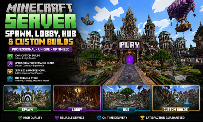create minecraft server spawn, lobby, hub and professional custom builds