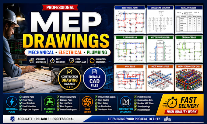 create architectural plans structural electrical and mep drawings