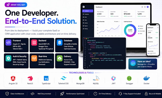 build a full stack saas or CRM app with angular 22 and nestjs