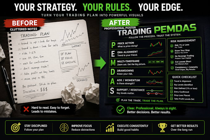 create custom trading cheat sheets and trading desk posters