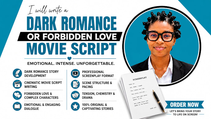 write a dark romance forbidden love movie script for your film project