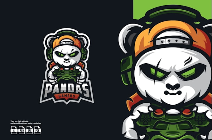 do hand drawn panda logo design with custom artwork