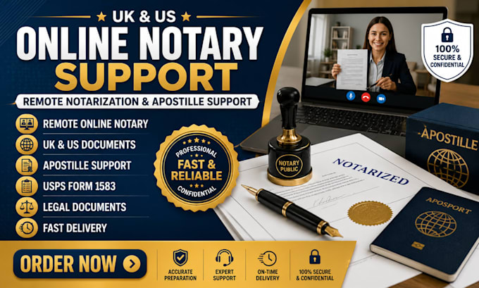 provide UK US online notary public remote notarization apostille support