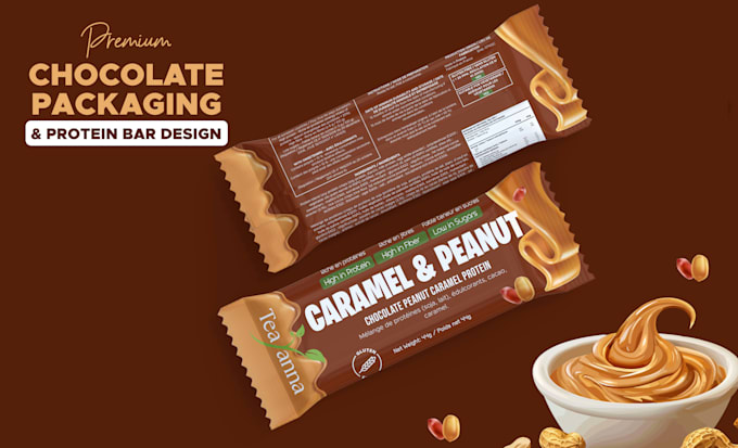 design chocolate bar wrapper, protein bar packaging and food packaging