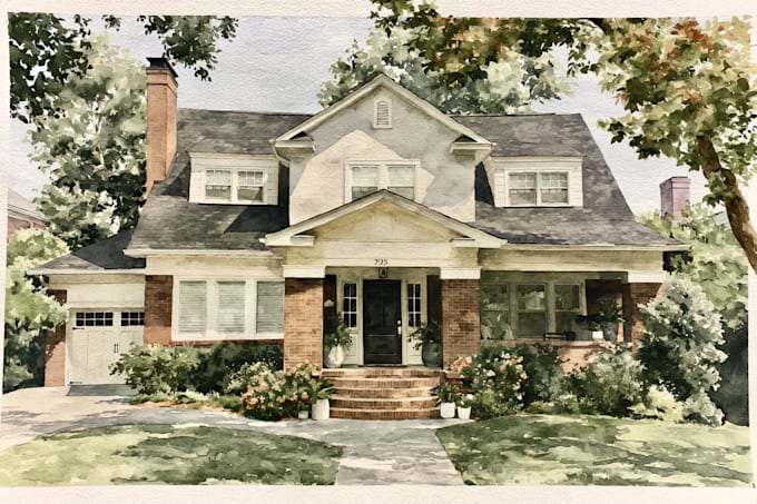 paint watercolor house portrait