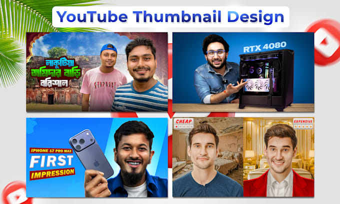 do unique, eye catching, amazing youtube thumbnail design