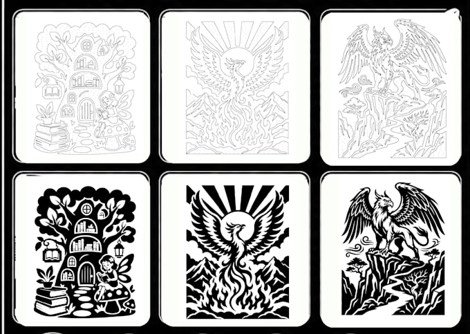 create custom monochrome coloring pages or book for amazon KDP etsy
