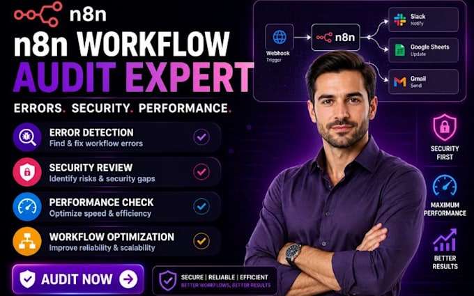 audit your n8n workflow for errors security and performance