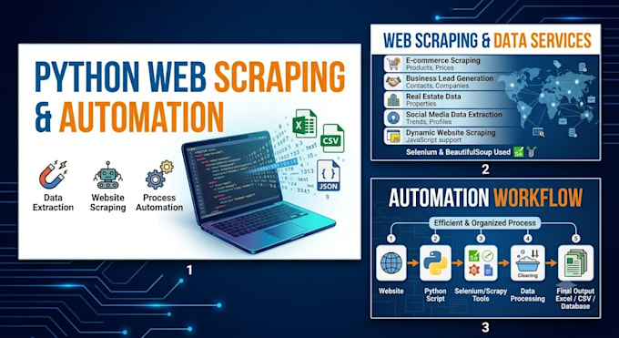 python web scraping, automation and data extraction