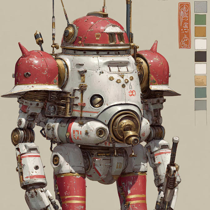 create retro mecha or scifi gundam art