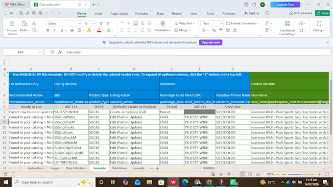 create amazon product listings and upload via flat file