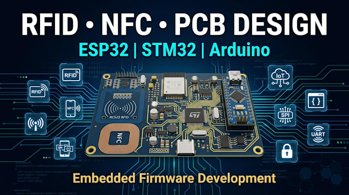 design rfid rc522 nfc pcb, esp32 stm32 arduino and embedded firmware
