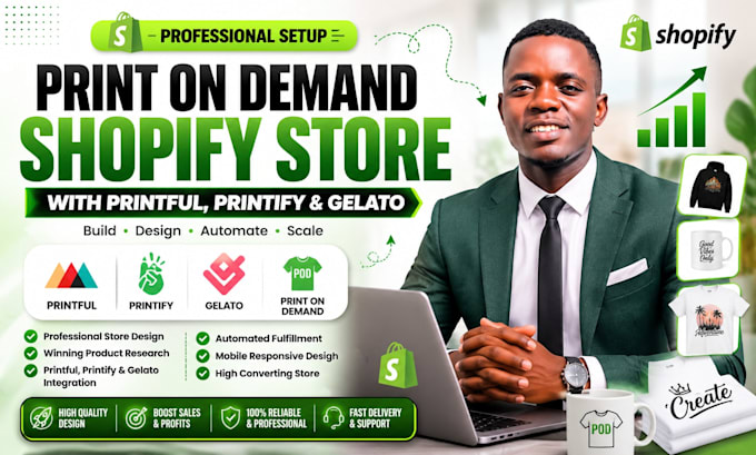 setup print on demand shopify store with printful printify gelato