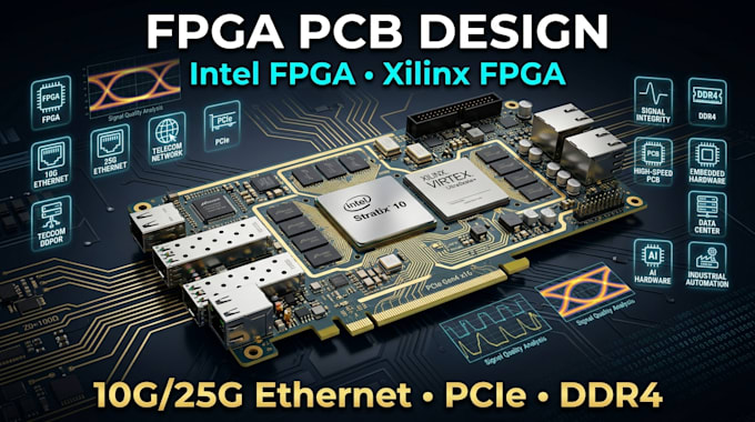 design fpga pcb, intel fpga, 10g 25g ethernet, telecom hardware, pcie ddr4