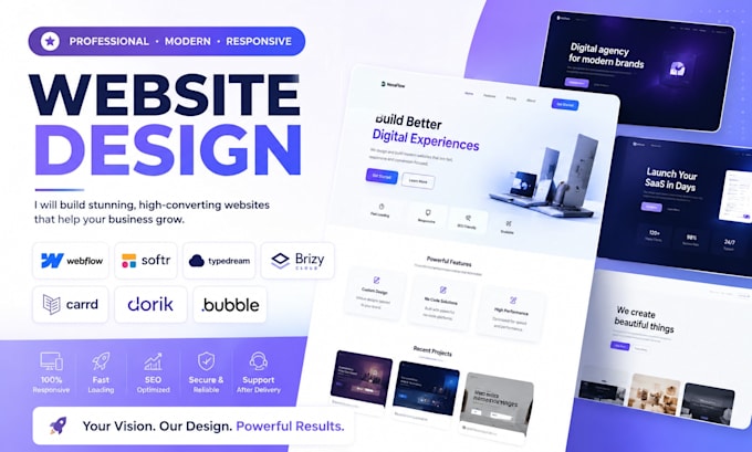 build webflow softr typedream brizy cloud carrd dorik bubble website design