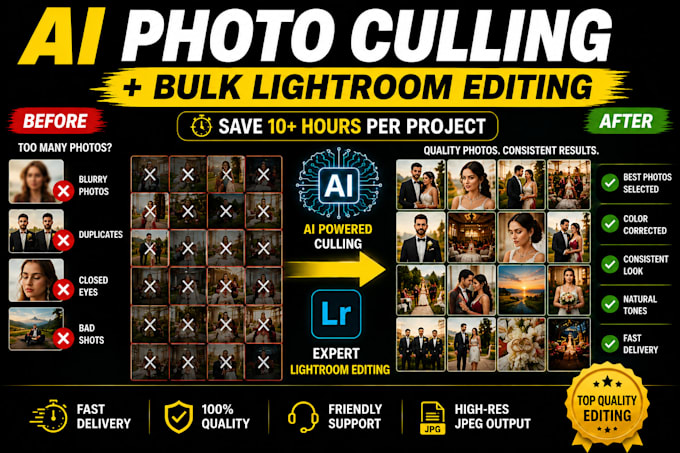 do ai wedding culling and bulk photo editing in lightroom