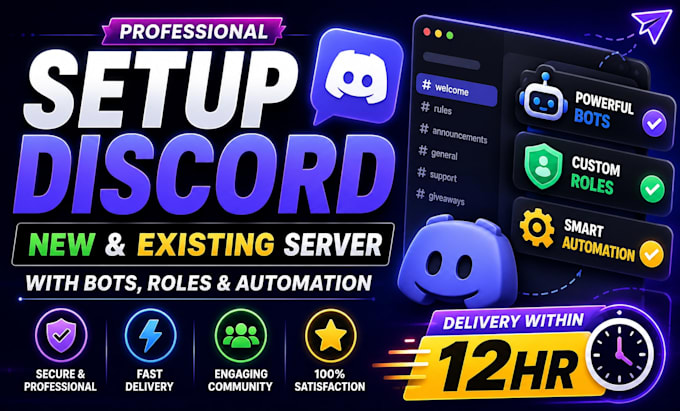 setup new and existing discord server with bots, role and automation within 12hr