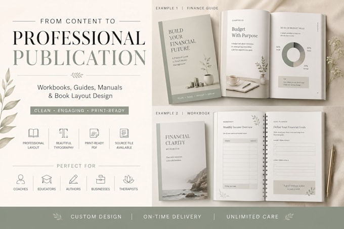 design a custom workbook, guide and book layout