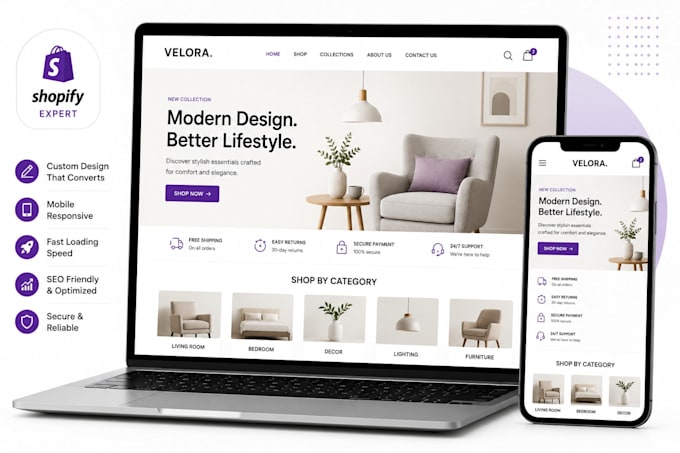 shopify website design, shopify ecommerce store, shopify online store