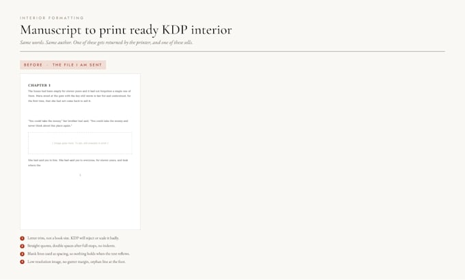 format your manuscript into a print ready KDP interior