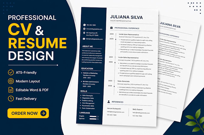 design a modern professional CV resume