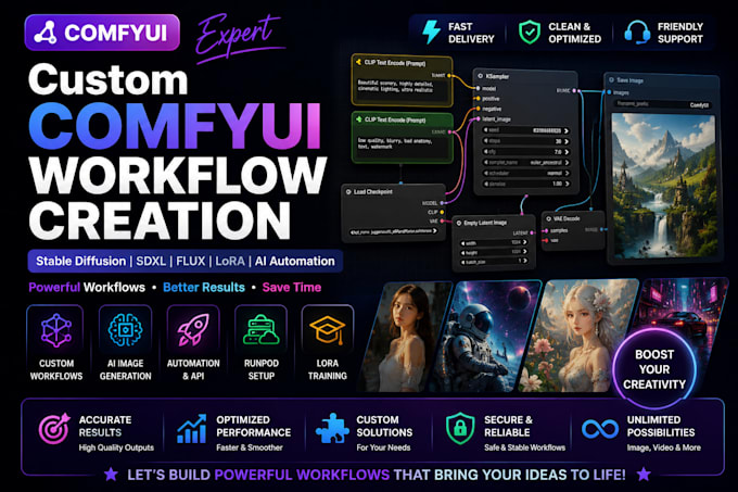 create comfyui workflow, stable diffusion sdxl flux ai automation, lora training