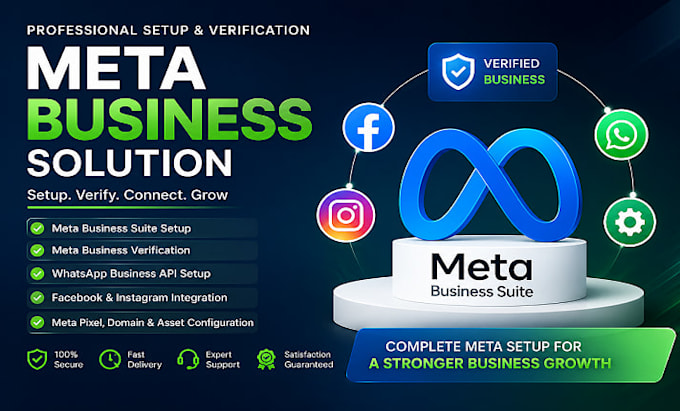 setup meta business suite for business manager, whatsapp API, meta pixel setup
