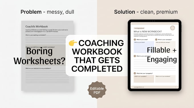 create a professional fill able coaching workbook with interactive PDF