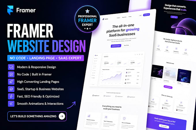 framer website design landing page saas website expert