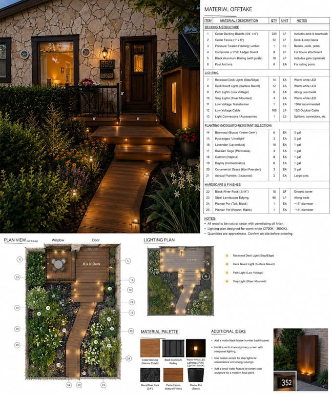 create a luxury landscape design concept with realistic renderings
