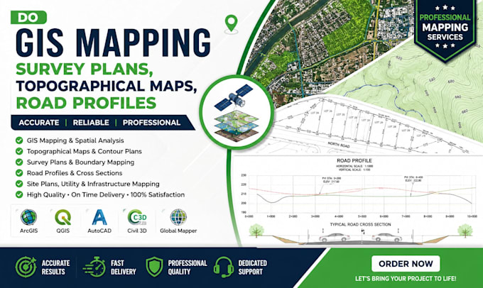 do gis mapping, survey plans, topographical maps, road profiles